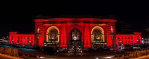 Illuminated Amtrak Station In Kansas City, Missouri Wallpaper