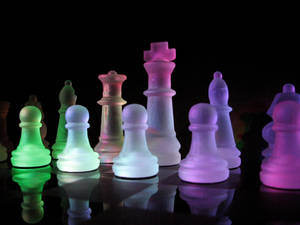 Illuminated Frosted Chess Pieces Wallpaper