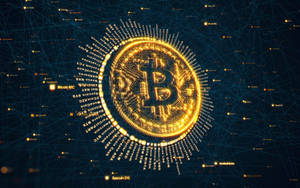 Illuminating Digital Crypto Bitcoin Logo Wallpaper