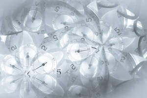 Illusion Clock And Flowers Wallpaper