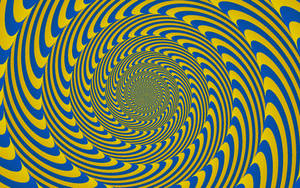 Illusion Yellow Blue Spiral Wallpaper