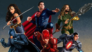 Illustrated Art Justice League Cast Wallpaper