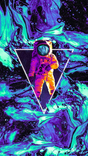 Illustration Of Spaceman With Neon Galaxy Wallpaper