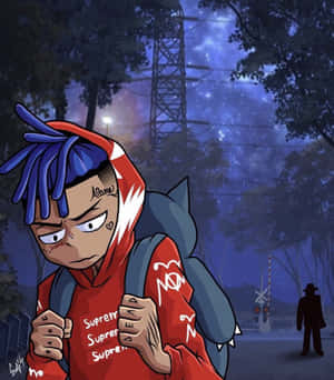 Image An Anime Rapper Laying Down Bars In The Studio Wallpaper