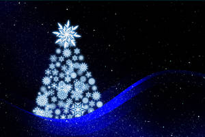 Image Christmas Tree In A Room Filled With Blue Lights Wallpaper
