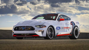 Image Classic Blue Cool Mustang With Red Stripes Wallpaper