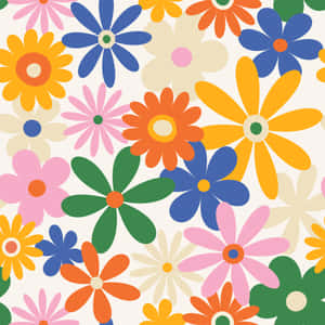 Image Description/ Vibrant Pink 70's Floral Pattern Wallpaper