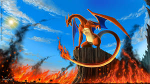 Image Majestic Charizard Breathing Fire In The Open Sky Wallpaper
