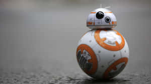 Image Sweet, Cheerful Bb-8 With A Star Wars Fan. Wallpaper