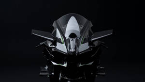 Impressive Front Features Of The Black Kawasaki H2r Motorcycle Wallpaper