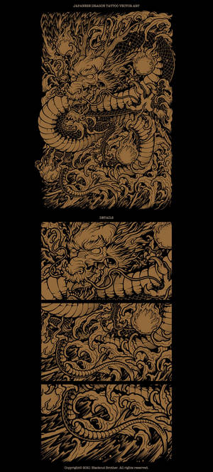 Impressive Japanese Dragon Tattoo Vector Art Wallpaper