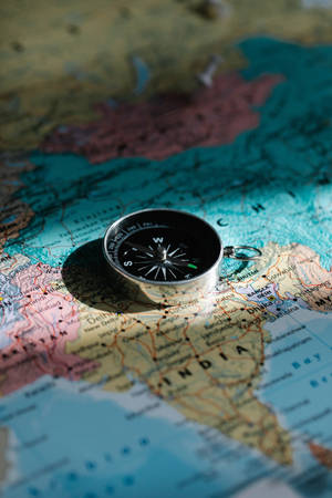 India Map With Compass Wallpaper