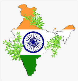 India Map With Leaves Wallpaper