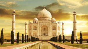 India's Taj Mahal With Sunset Wallpaper
