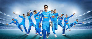 Indian Cricket Blue Theme Poster Wallpaper