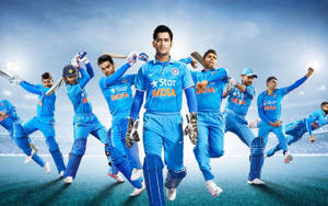 Indian Cricket Team Action Shots Wallpaper