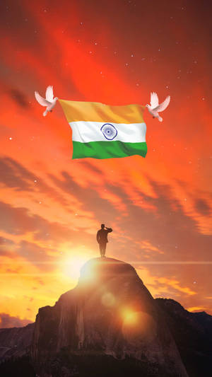 Indian Flag Hd On Mountain Top Wallpaper