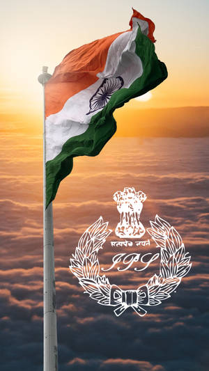 Indian Flag Ips Logo Sunset Wallpaper