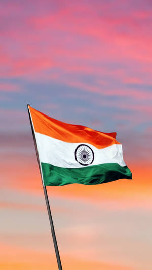 Indian Flag Mobile Sunset Background Wallpaper