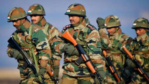 Indian Soldiers With Modern Ak-47s Wallpaper