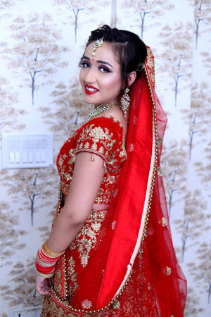 Indian Wedding Red Gold Sari Wallpaper