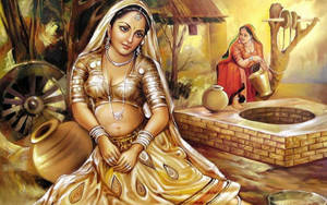Indian Women Oil Painting Wallpaper