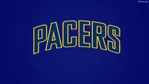 Indiana Pacers Blue And Yellow Lettering Wallpaper