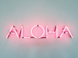 Indie Aesthetic Laptop Aloha Neon Sign Wallpaper
