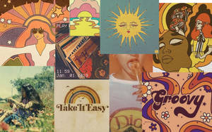 Indie Aesthetic Laptop Hippie Art Collage Wallpaper