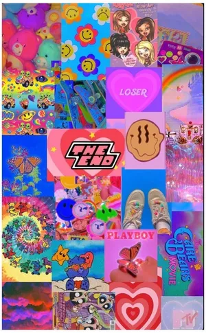 Indie Kid Aesthetic Vintage Cartoon Characters Wallpaper