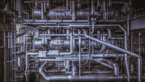 Industrial Metal Pipes Plumbing System Wallpaper