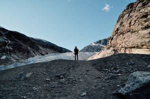 Inner Journey - Profile Of A Man On A Jagged Path Wallpaper