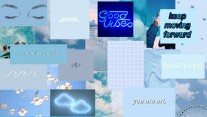 Inspirational Pastel Blue Collage Wallpaper