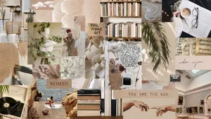 Inspiring Beige Aesthetic Laptop Collage Wallpaper