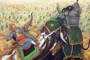 Intense Battle Scene Featuring Maharana Pratap In 4k Wallpaper