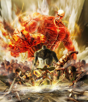 Intense Battle Scene From Attack On Titan Season 2 Game Wallpaper