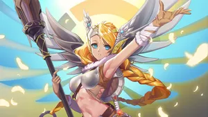 Intense Battle With Overwatch's Mercy Wallpaper