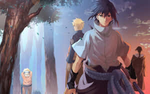 Intense Blue Sasuke From Popular Japanese Anime Series Wallpaper