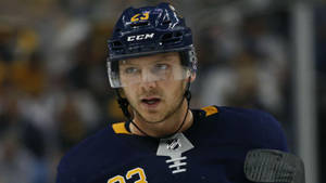 Intense Close-up Shot Of Canadian Ice Hockey Player, Sam Reinhart. Wallpaper