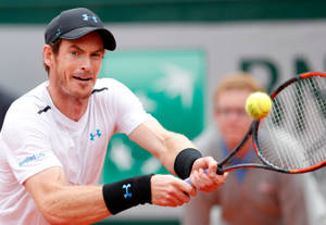 Intense Focus: Andy Murray With Two Hands On His Racket Wallpaper
