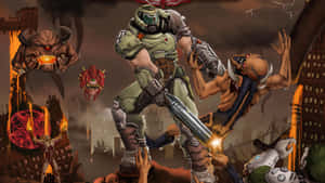 Intense Gameplay Moment In Doom Eternal 4k Wallpaper