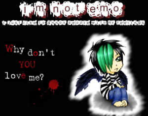 Intense Stare Of Emo Anime Boy In Neon Setting Wallpaper