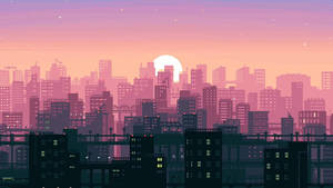Interactive Cityscape Sunset Wallpaper