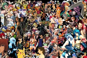 Intricate Anime Collage Showcasing Popular Characters Wallpaper