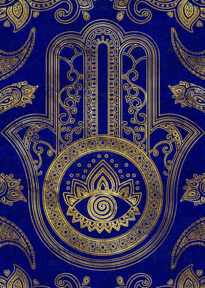 Intricate Hamsa Hand Sign Symbolizing Protection And Spirituality Wallpaper