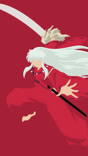 Inuyasha Fighting Pose Minimal Phone Wallpaper