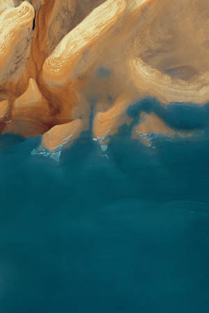 Ios 13 Blue And Brown Abstract Art Wallpaper