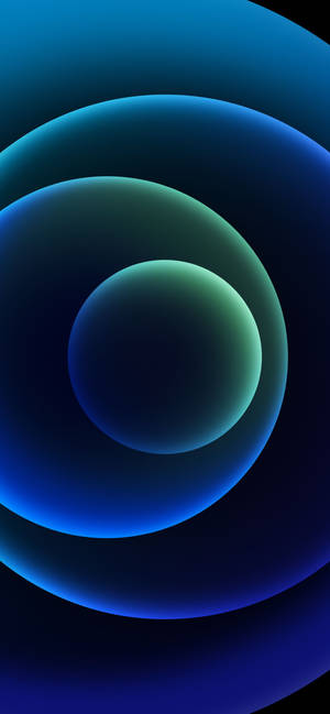 Iphone 12 Stock Blue Dark Green Circles Wallpaper