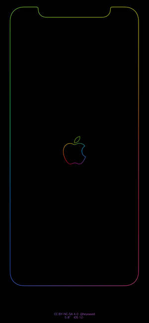 Iphone Apple Simple Rainbow Black Wallpaper