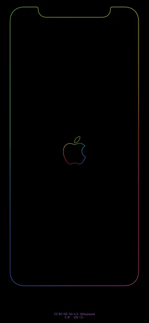 Iphone Apple Simple Rainbow Black Wallpaper